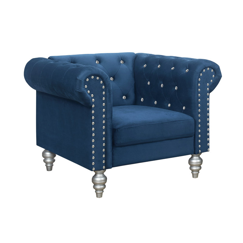 Jacameron Upholstered Club Chair, Blue Velvet 