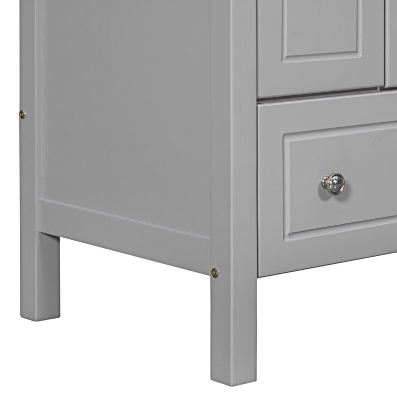Meuble-lavabo sur pied simple 30 po avec comptoir en céramique Moaaz, Gris