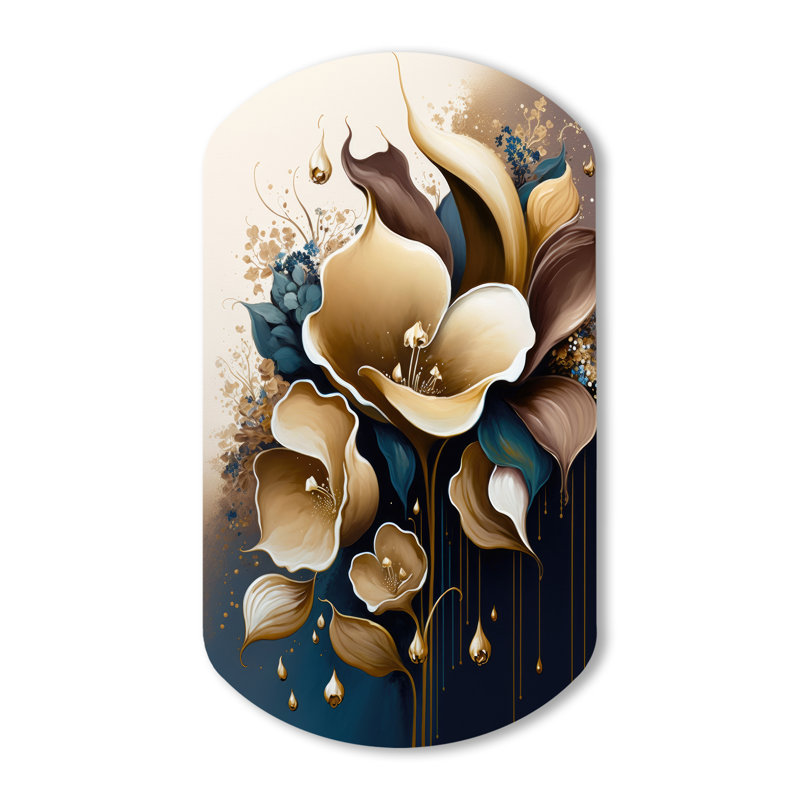 Lamour - Calla Lily, forme cylindrique, art mural en métal asymétrique, H 31 po x l 19 po