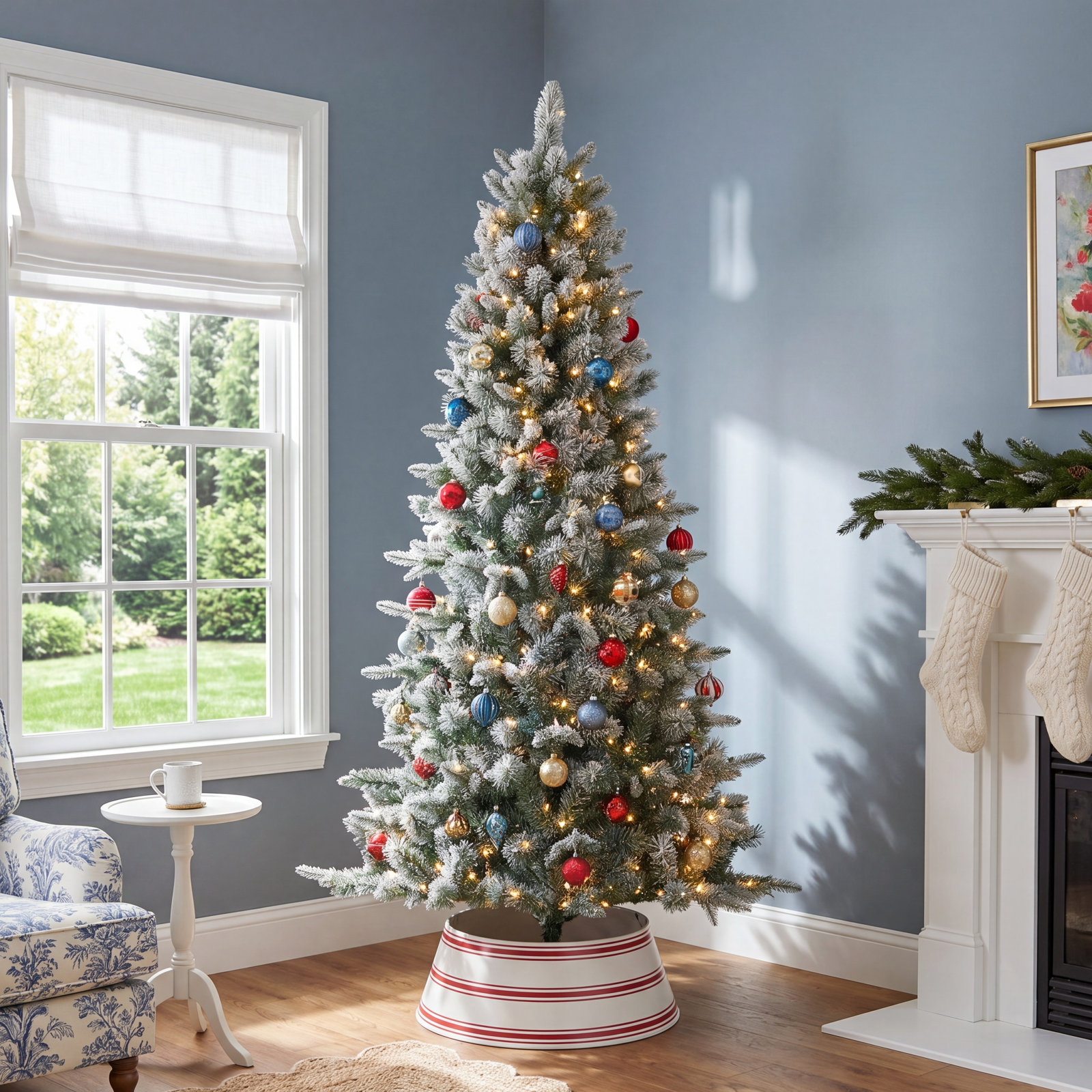Frosted 7' Pre-Lit Pine Christmas Tree
