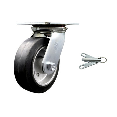 6 Inch Heavy Duty Rubber on Aluminum Caster with Ball Bearing and Swivel Lock