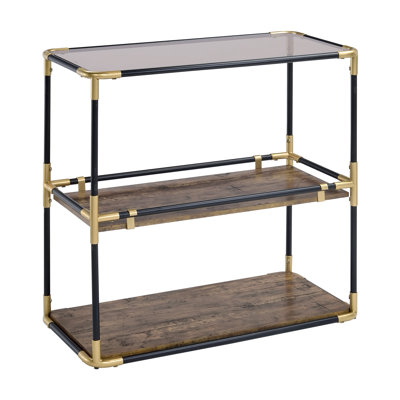Console Table, Black/Gold & Smoky Glass