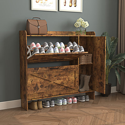 Shoe Storage Cabinet With 2 Flip Drawers