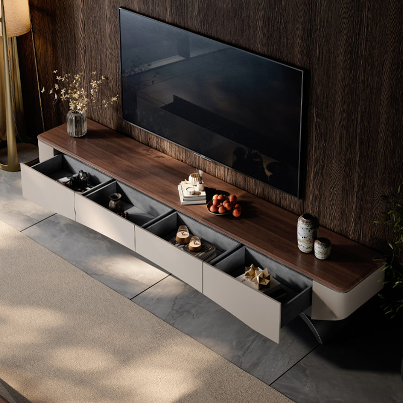 Meuble télé en bois massif de style luxueux, H 17,7 po x L 94,5 po x l 15,7 po