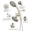 Système de douchette de baignoire - robinet double 2 en 1 avec valve. 7 modes de pulvérisation pour une expérience de bain relaxante. Robinet haut mural en nickel brossé. Motifs.-127299583