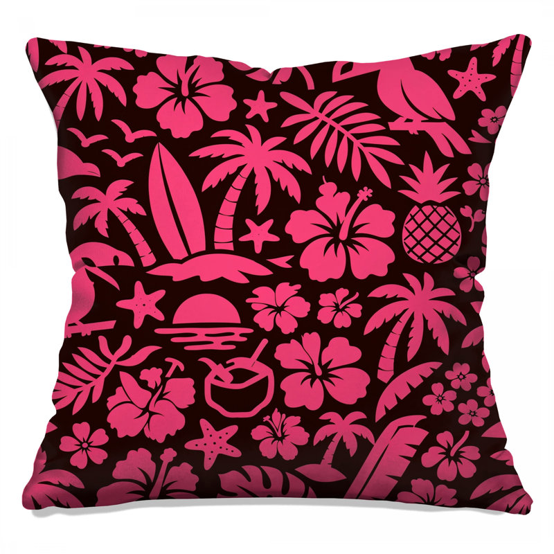 Coussins décoratifs hibiscus tropical rose, 16 x 16 pouces