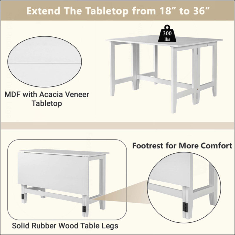 Table de salle à manger extensible Farmhouse, Blanc