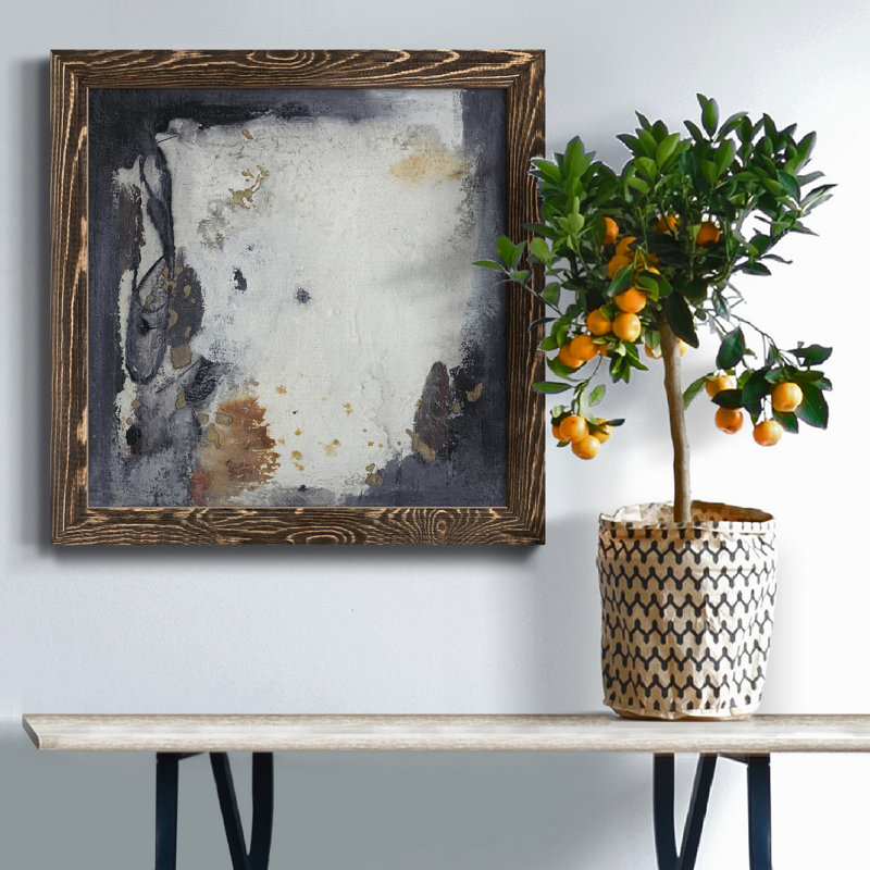 Toile encadrée Oriental Garden IV-Premium - prête à être accrochée, H 34,5 po x l 34,5 po x P 1 po, Cadre noyer
