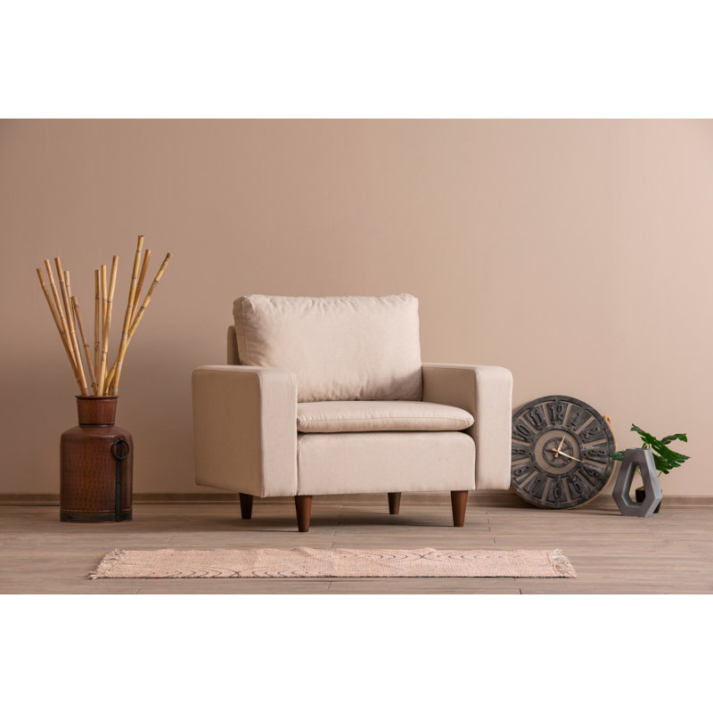 Fauteuil à oreilles, Brun, Beige