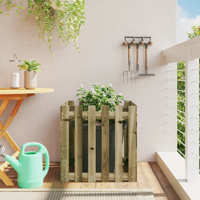 Nabeela Wood Planter Box, 60cm H x 60cm W x 60cm D, Brown