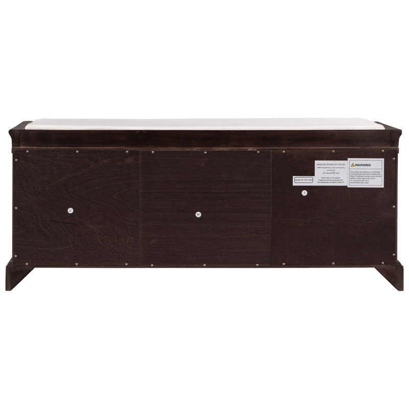 Storage Bench With 2 Drawers And 2 Cabinets, Espresso