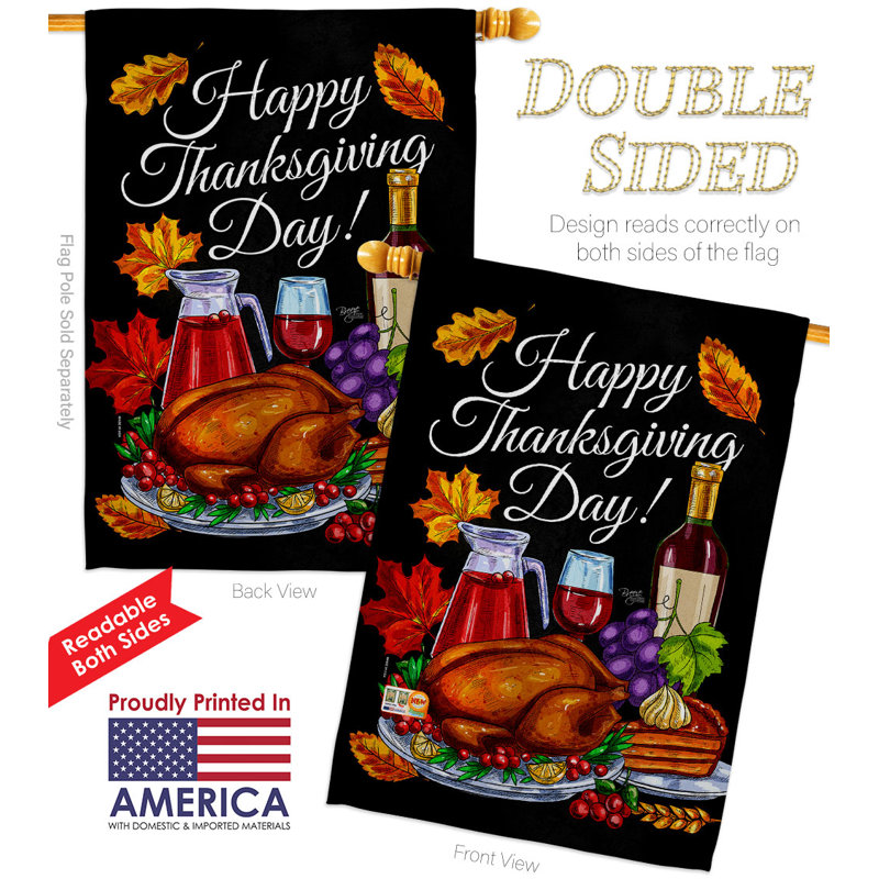 Double Sided 40'' H x 28'' W Polyester Thanksgiving House Flag