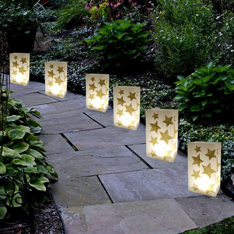 Ensemble de luminaires à piles, étoile dorée - ensemble de 6