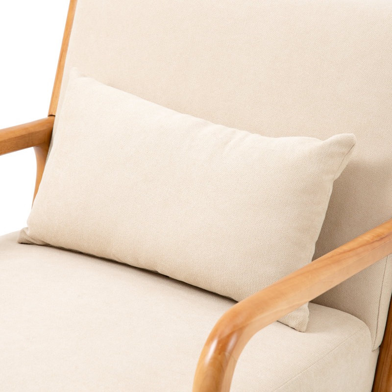 Chaise d'appoint Jyrin, Bois naturel, Mélange de polyester beige