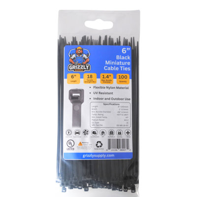 6" 18lb Miniature Cable Tie 100/bag