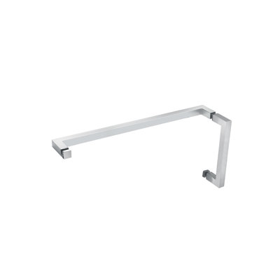 FHC PHSQ6X24CH Polished Chrome Square Pull And Towel Bar Combo, Brass Material, 6" Pull Handle Center to Center, 1/4" To 1/2" Glass Thickness
