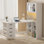 Bureau d'ordinateur avec bibliothèque haute, bureau en forme de L avec tiroirs et prises de courant à DEL, bureau d'angle avec classeur, bureau de jeu pour bureau à domicile, 52 po x 31,5 po x 63 po