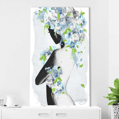 «Nude In Blue Florals (Vertical)» par By Jodi - impression