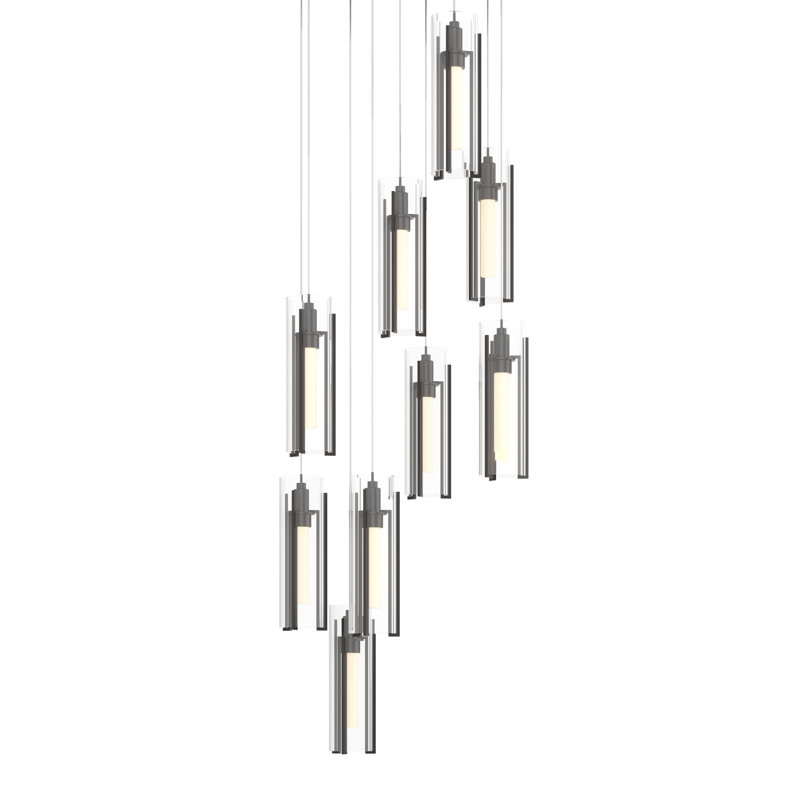 Exos 9 - Light Cylinder Pendant, Clear, Oil Rubbed Bronze, 13" - 130"