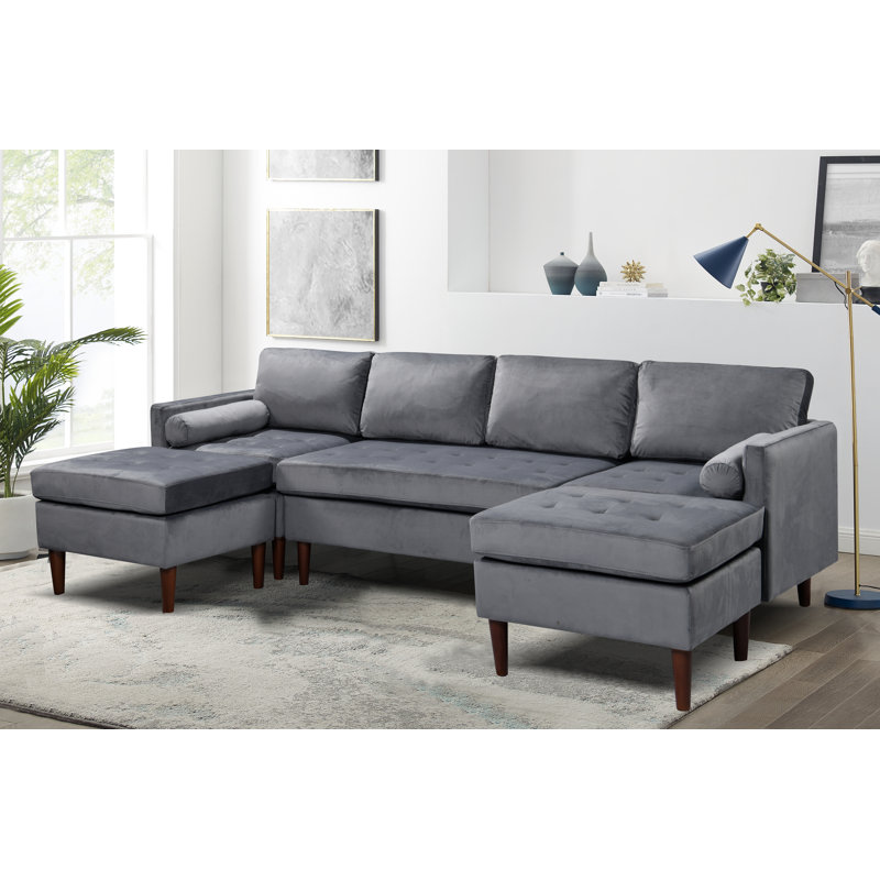 Ambon 6 Seater Velvet Sofa, Dark Grey