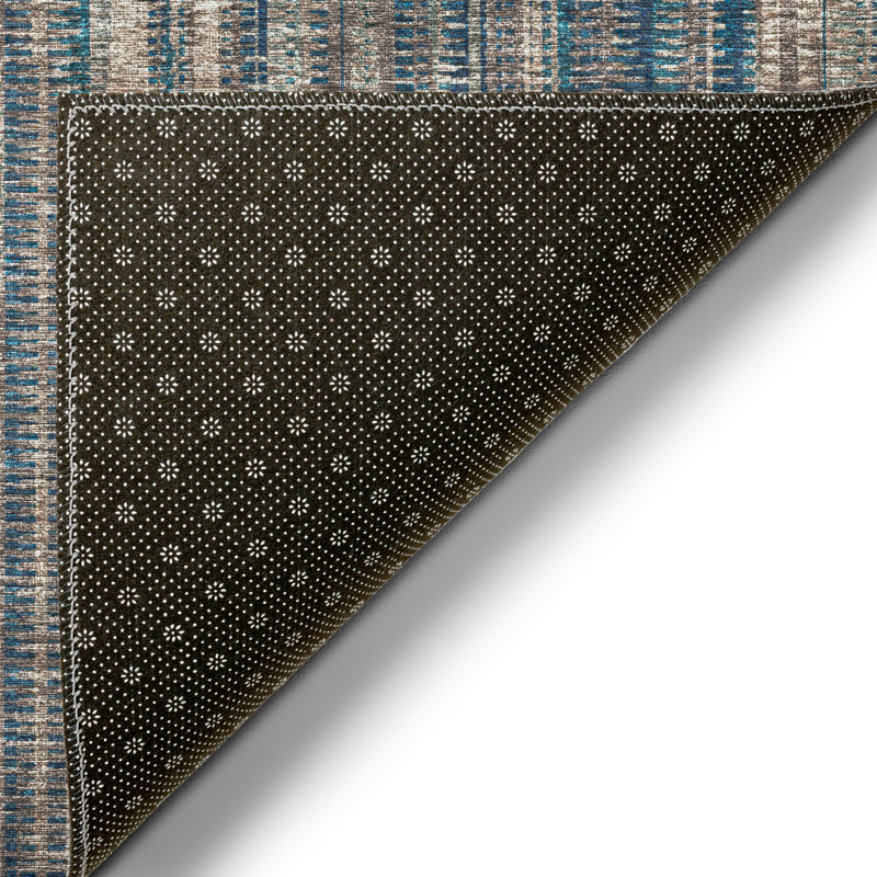 Hikari Chenille Washable Striped Indoor/Outdoor Rug, Rectangle 3' x 5'