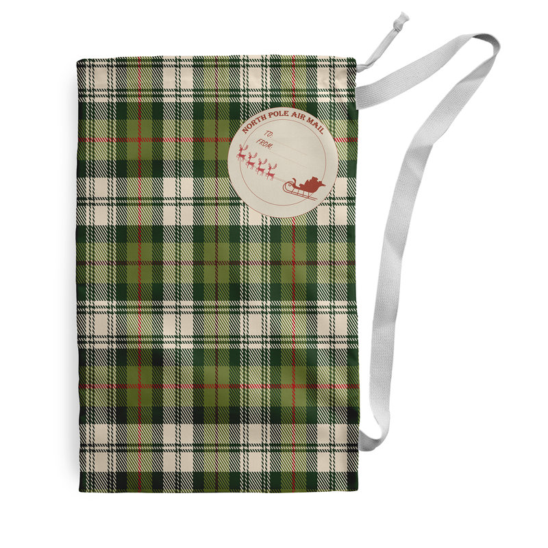 Sac de père Noël écossais écossais, Vert, H 29 po x l 18 po