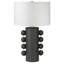 Lampe de table haute en céramique 27 po avec abat-jour en tissu noir mat / blanc Jurrah-323435562