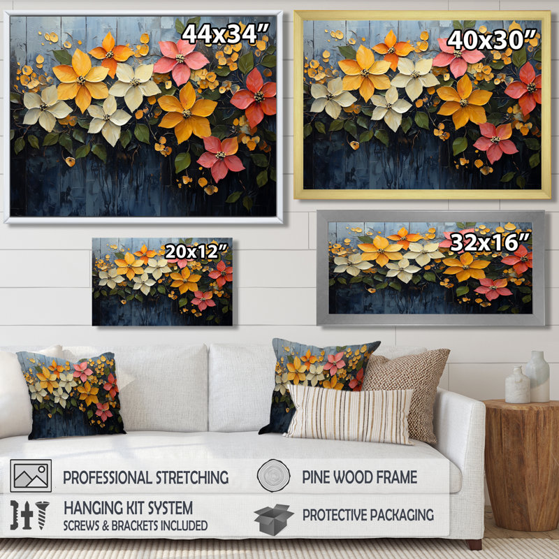 Aleshire - Art mural floral, H 12 po x l 20 po, Toile tendue
