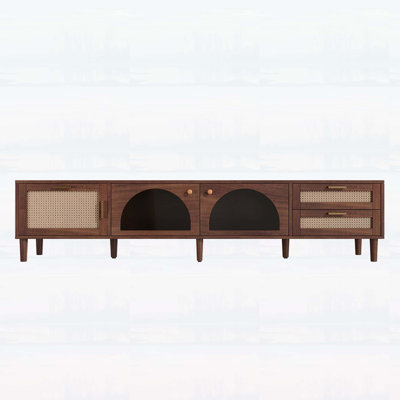 TV Stand for TVs up to 90,Entertainment Center with App Controlled LED Lights,2 Drawers and Glass Door Storage