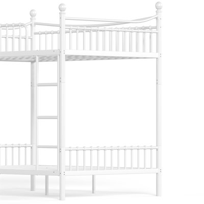 Lit superposé double au-dessus de double avec conception unique de garde-corps incurvé, cadre de lit rond à tube rond, aucun sommier requis, cadre de lit superposé en métal pour enfants, adolescents, adultes
