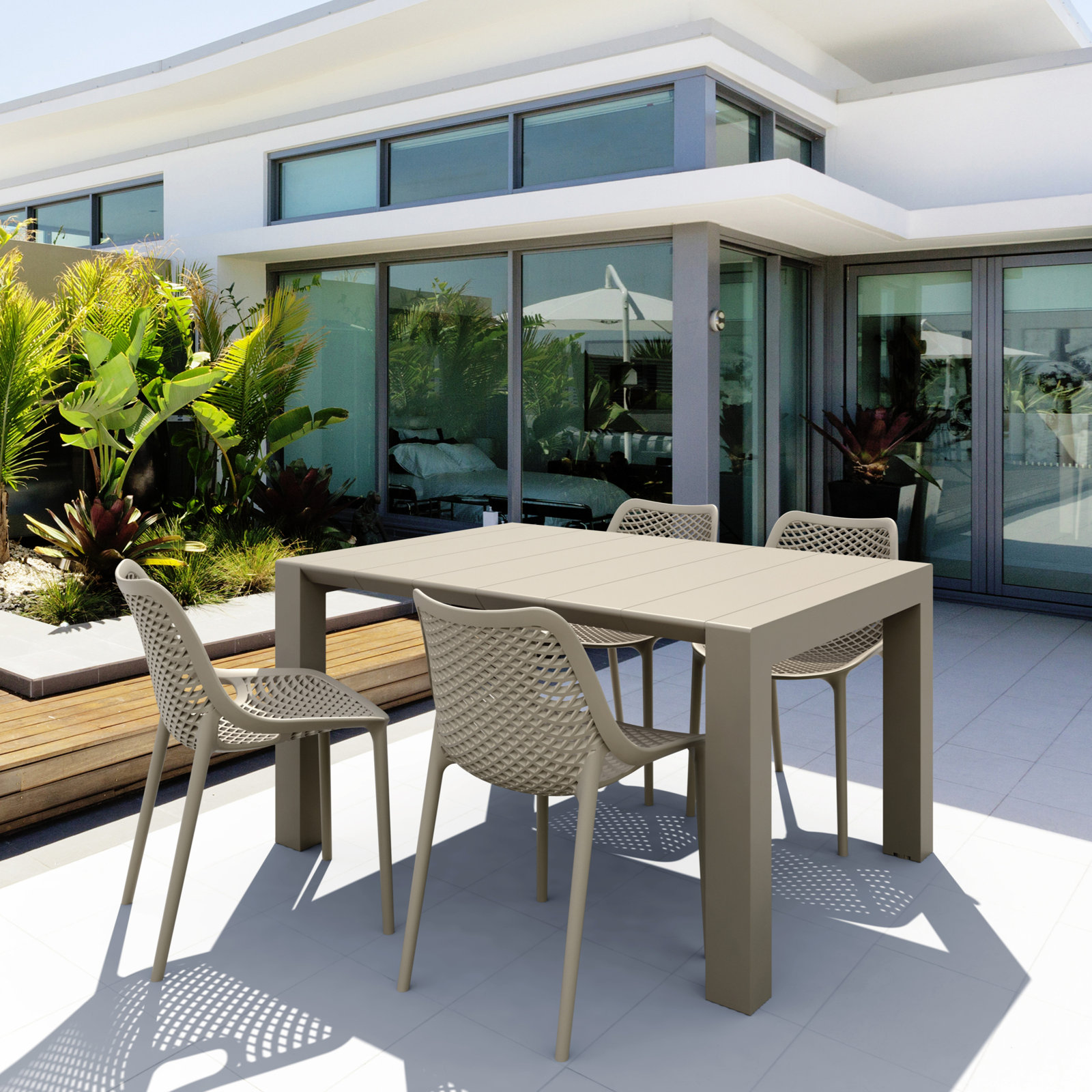 Asherton 39" Patio Dining Set, Taupe