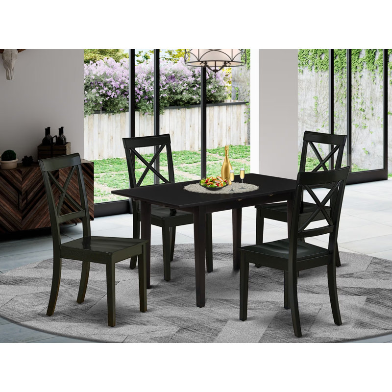 Ensemble de salle à manger Mcardle, Noir, 5 pièces: table, 4 chaises