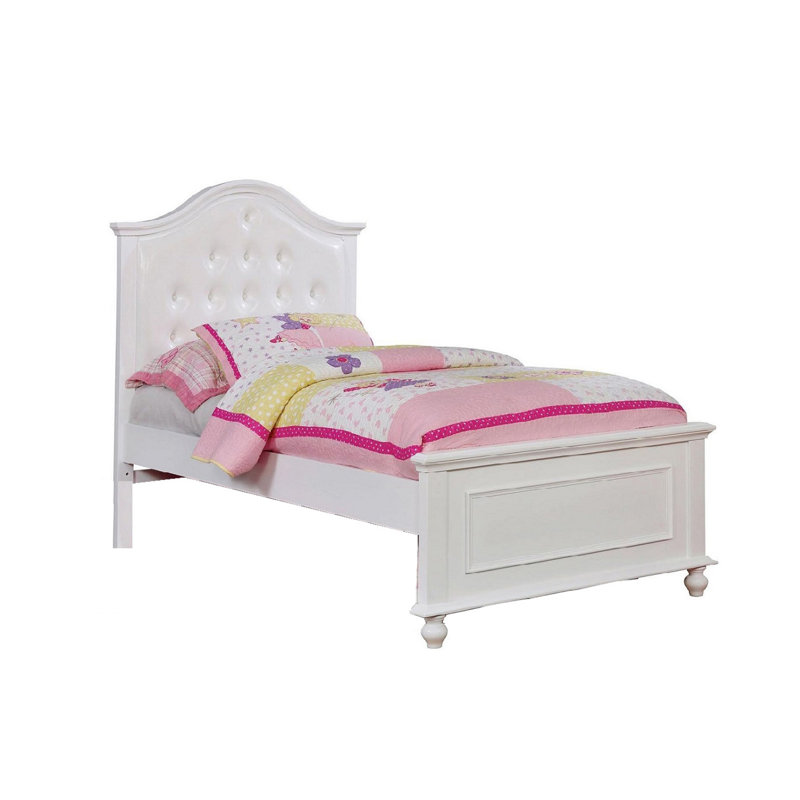 Vegan Leather Wingback Bed, White