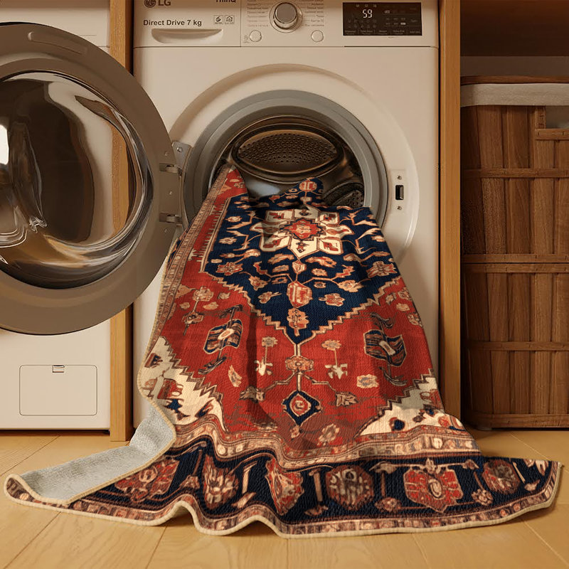 Machine Washable Persian Brown Area Rug, Rectangle 5' x 7'