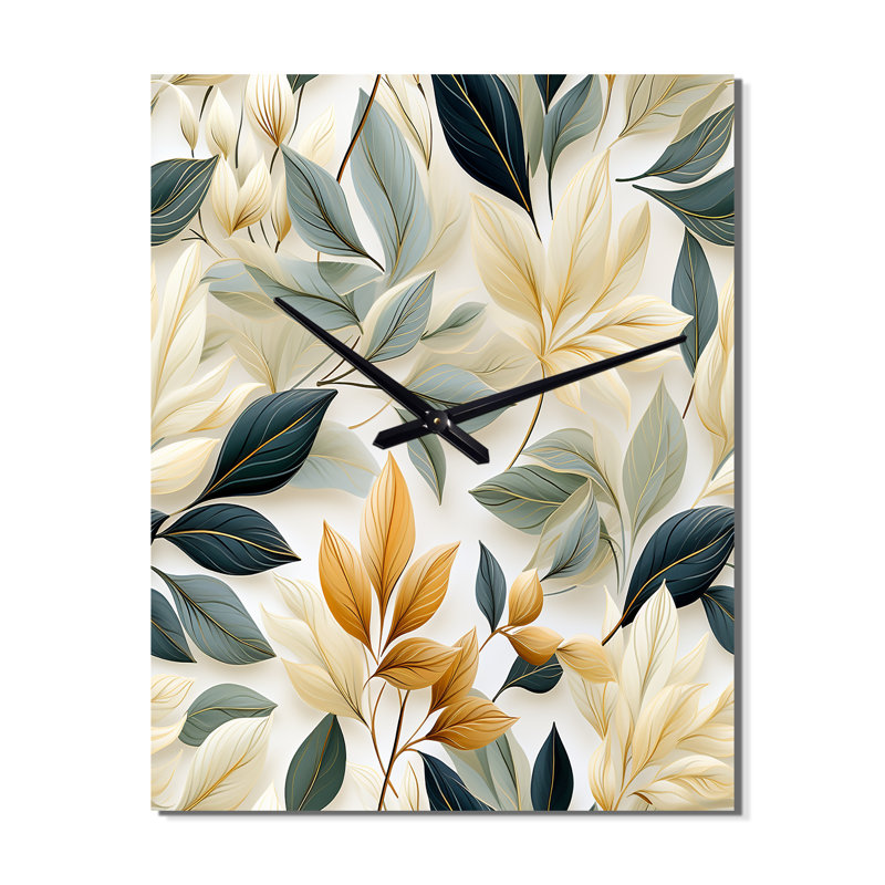 Neutral Leaves IV - Très grandes horloges murales bohémiennes et éclectiques, Petit