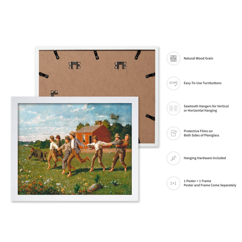 Winslow Homer - Snap the Whip, 18"H x 24"W, Poster, White Framed
