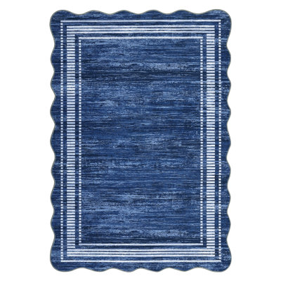Modern Scalloped Washable Rug for Living Room, Bedroom, Office
