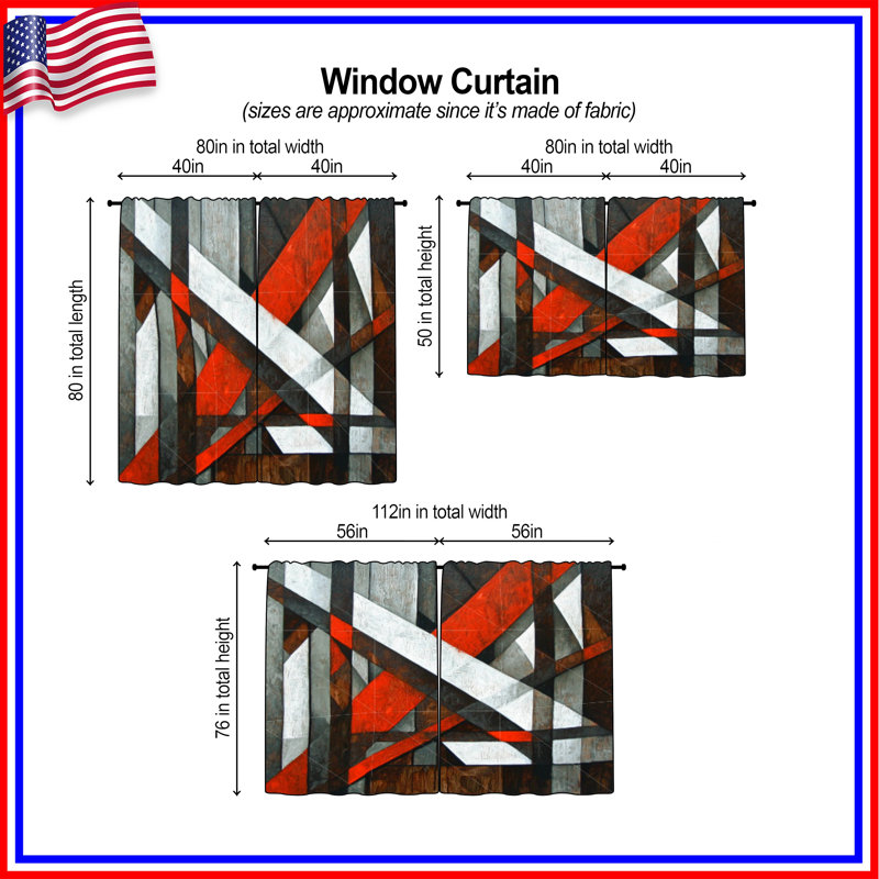 Rideaux abstraits abstraits et transparents - 2 panneaux, 40 po x 80 po - 2 panneaux, Transparent