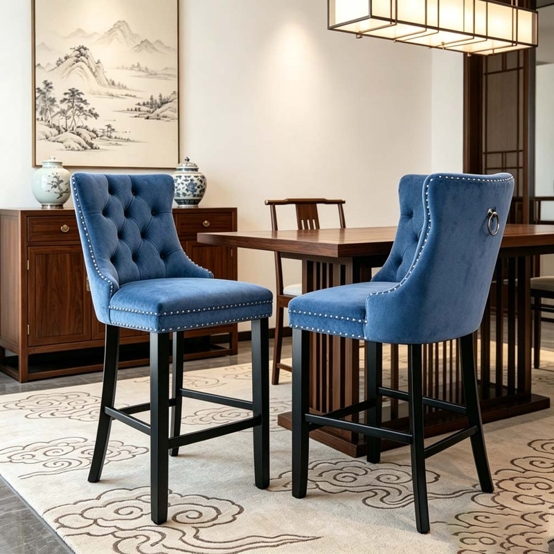 Chaise de salle à manger rembourrée moderne, Blue