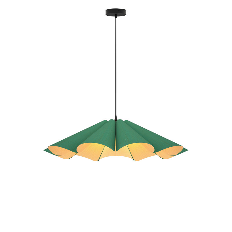 Delfina 1-Light Single Pendant, Light Petrol, 5.9" H x 23.6" W x 23.6" D