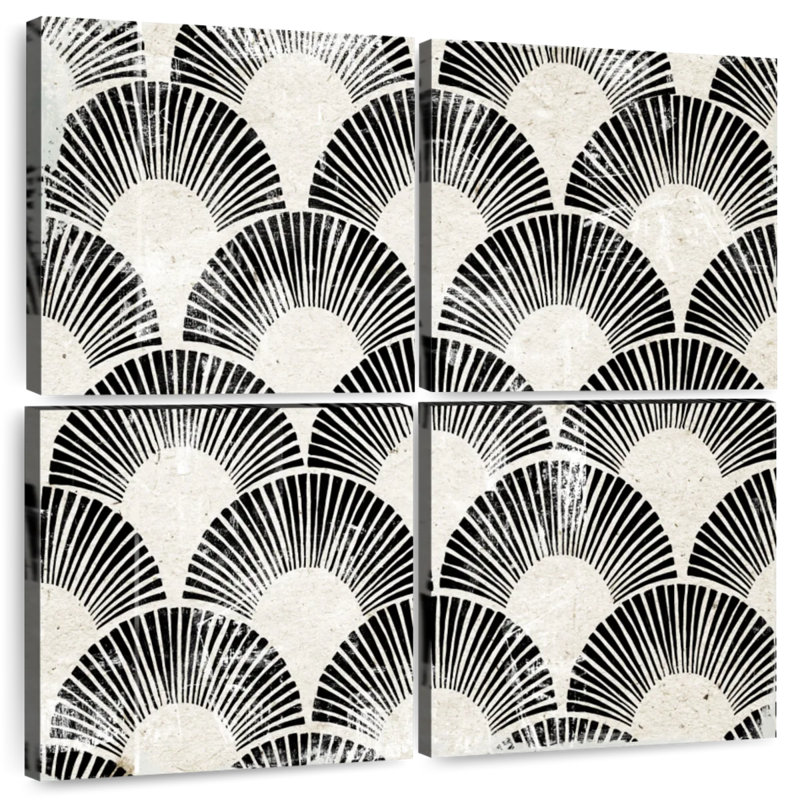 White Art Deco I, H 38 po x l 38 po