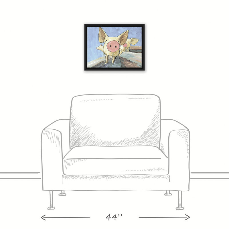« three little porc », reproduction de peinture à l’acrylique sur toile, H 12 po x l 16 po, Cadre noir