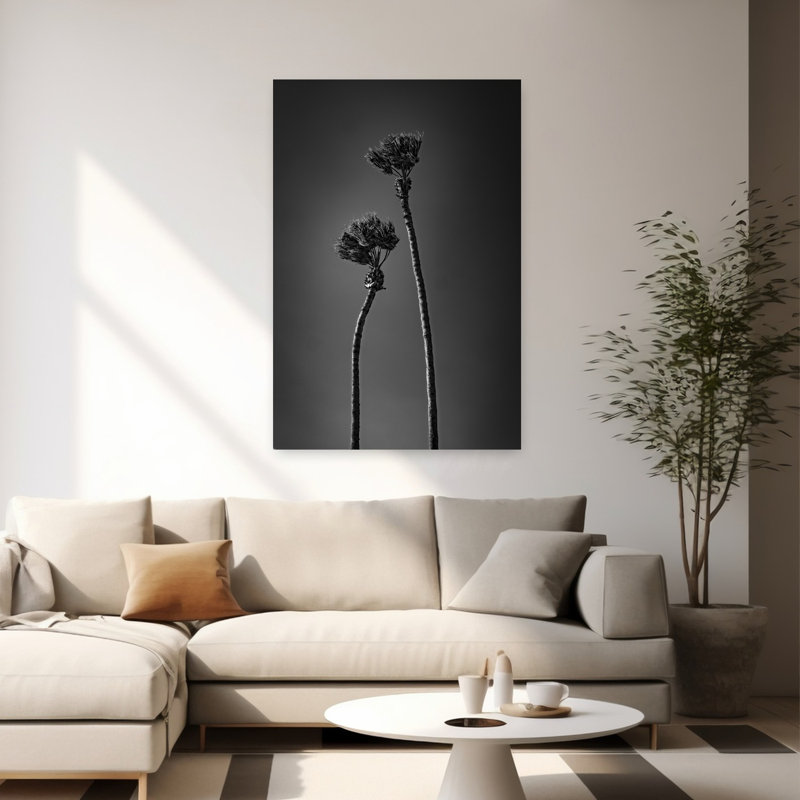 Contemporary Art Abstract Contemporary Dramatic Palm Tree Landscape Nature Wall Art by Michael Bangiev - Wrapped Canvas Print