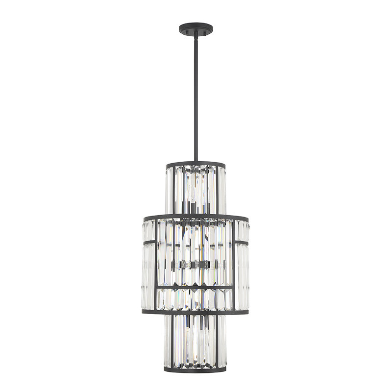 Luminaire suspendu cylindrique à 8 lumières, Noir mat