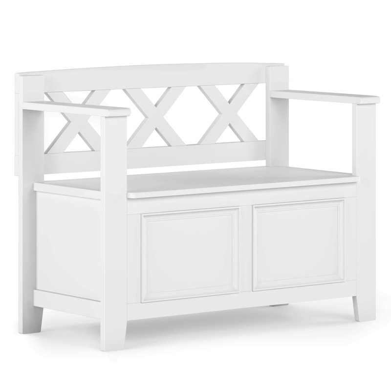 Petit banc de rangement pour hall d'entrée, Blanc