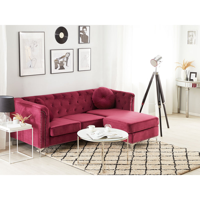 Mosley 3 Seater Corner Sofa , Right, Burgundy