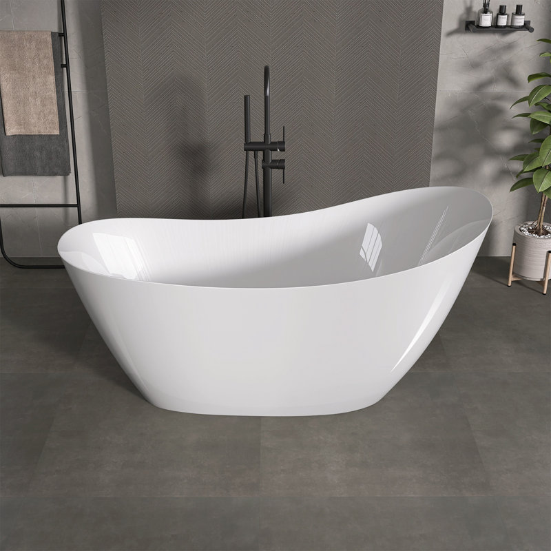 Gloss White Acrylic Classic Oval Shape Free Standing Tub
