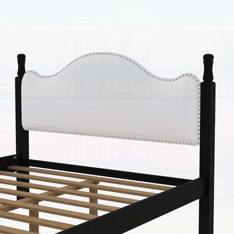 Grand lit plateforme en bois avec tête de lit tapissier, confortable et élégant pour les chambres à coucher modernes
