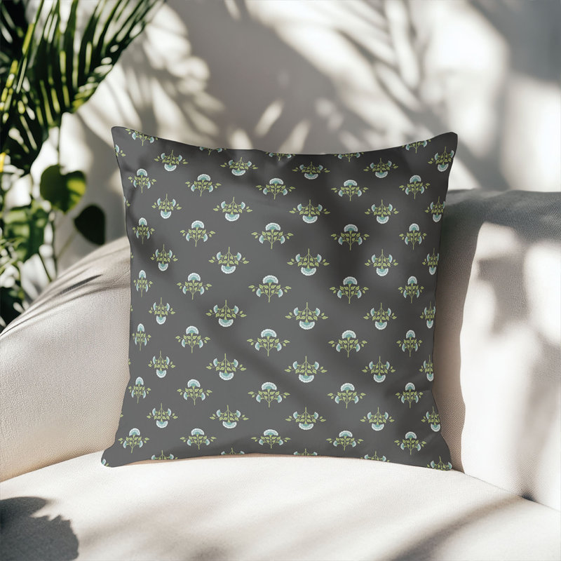 Coussin décoratif d'extérieur Flora, Gris anthracite, Carré 16 po