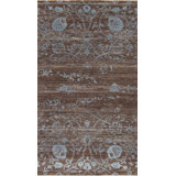 Amour Hand Knotted Area Rug in Black